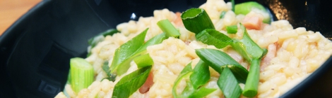 Ham and spring onion risotto